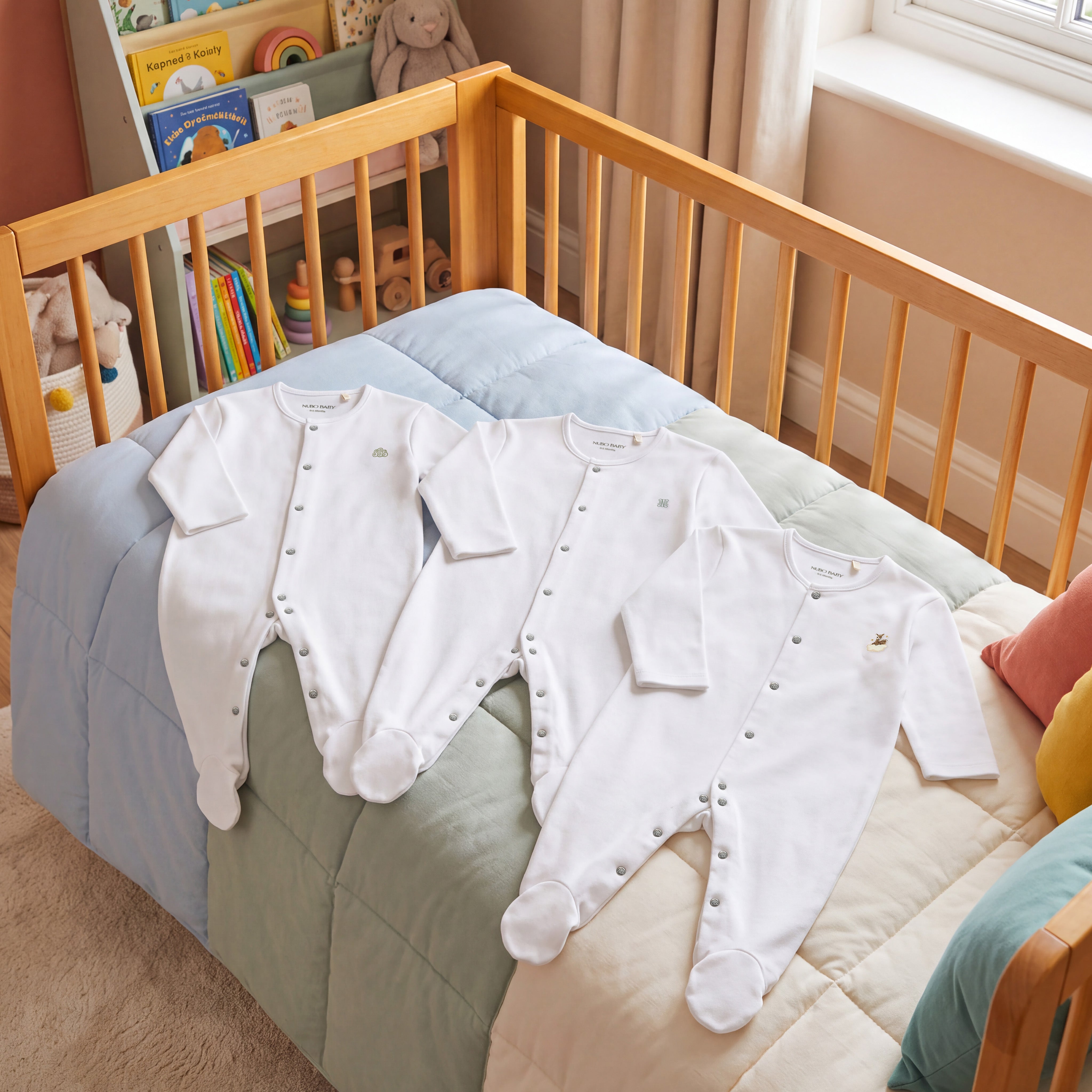 %100 Pamuk 3'lü Nakışlı Pijama Tulum Seti