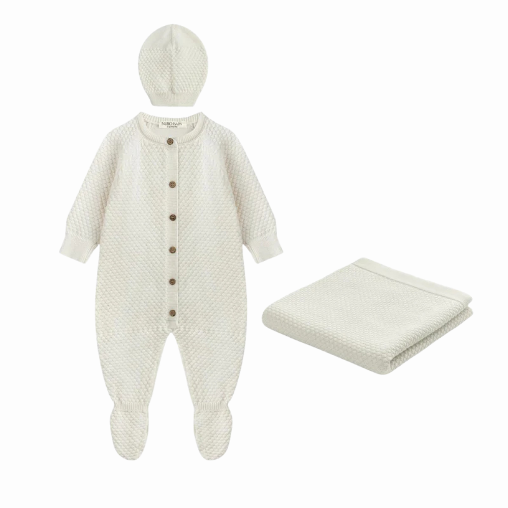 Ekru Triko Takım & Battaniye Seti