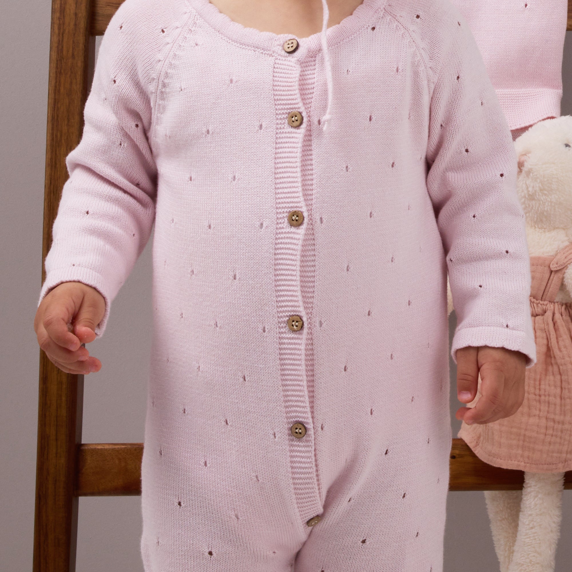 %100 Pamuk Pembe Triko Tulum Set