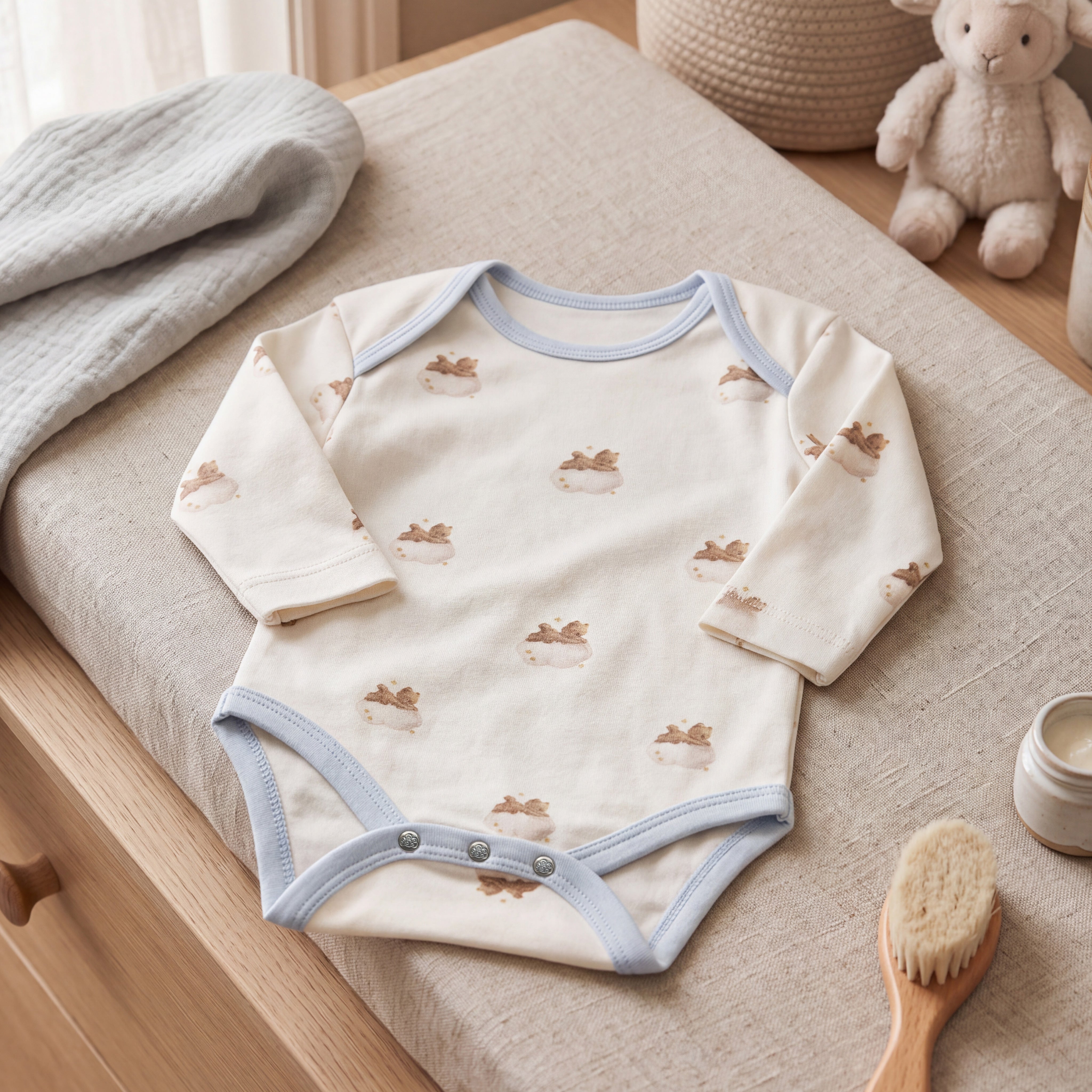 %100 Pamuk Teddy Desenli Body