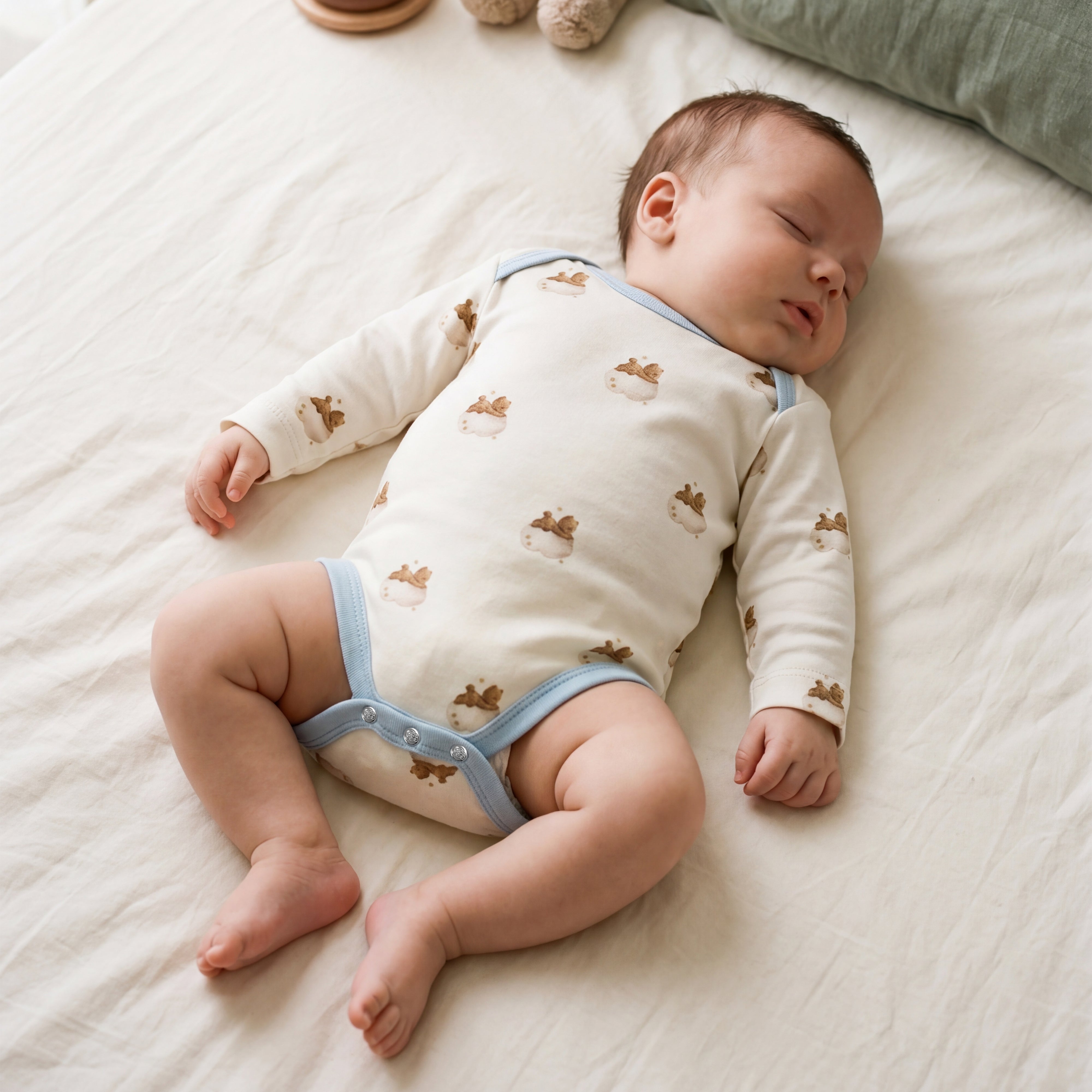 %100 Pamuk Teddy Desenli Body