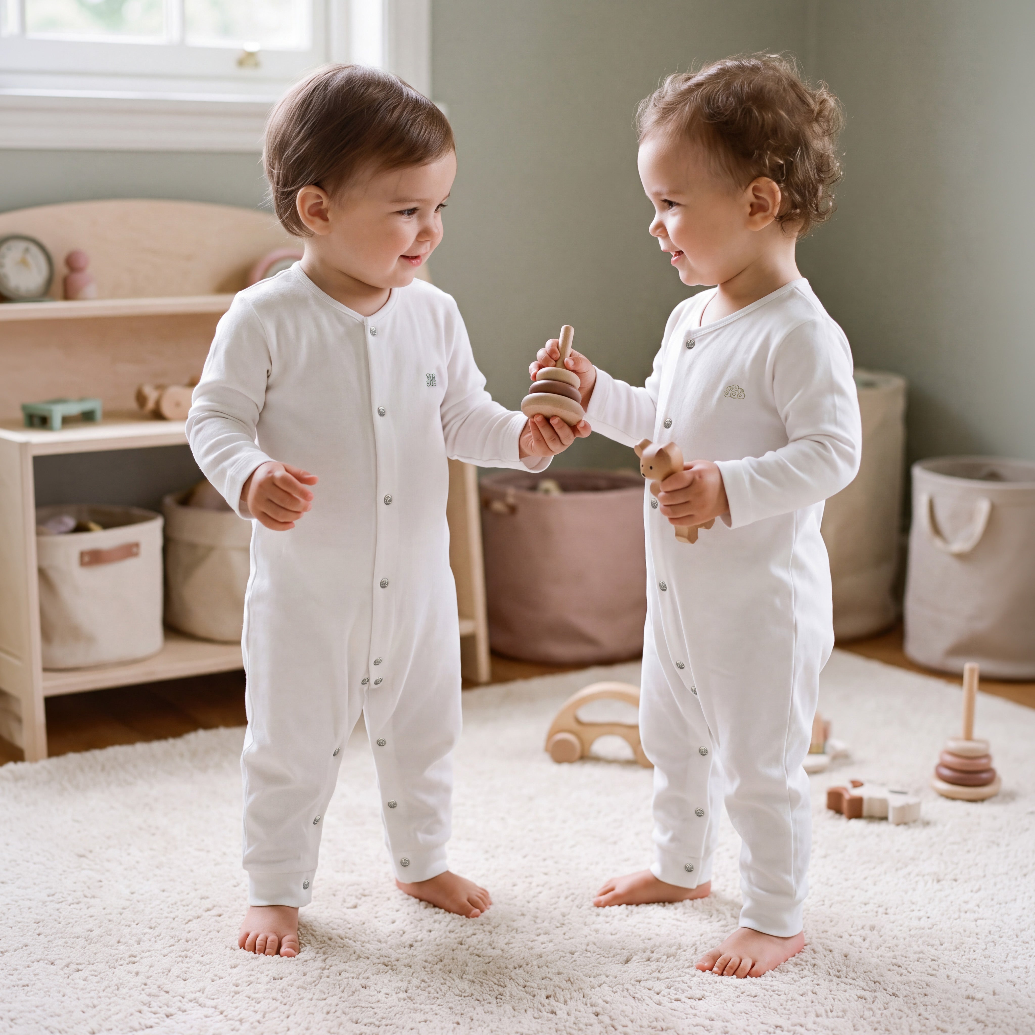 %100 Pamuk 3'lü Nakışlı Pijama Tulum Seti