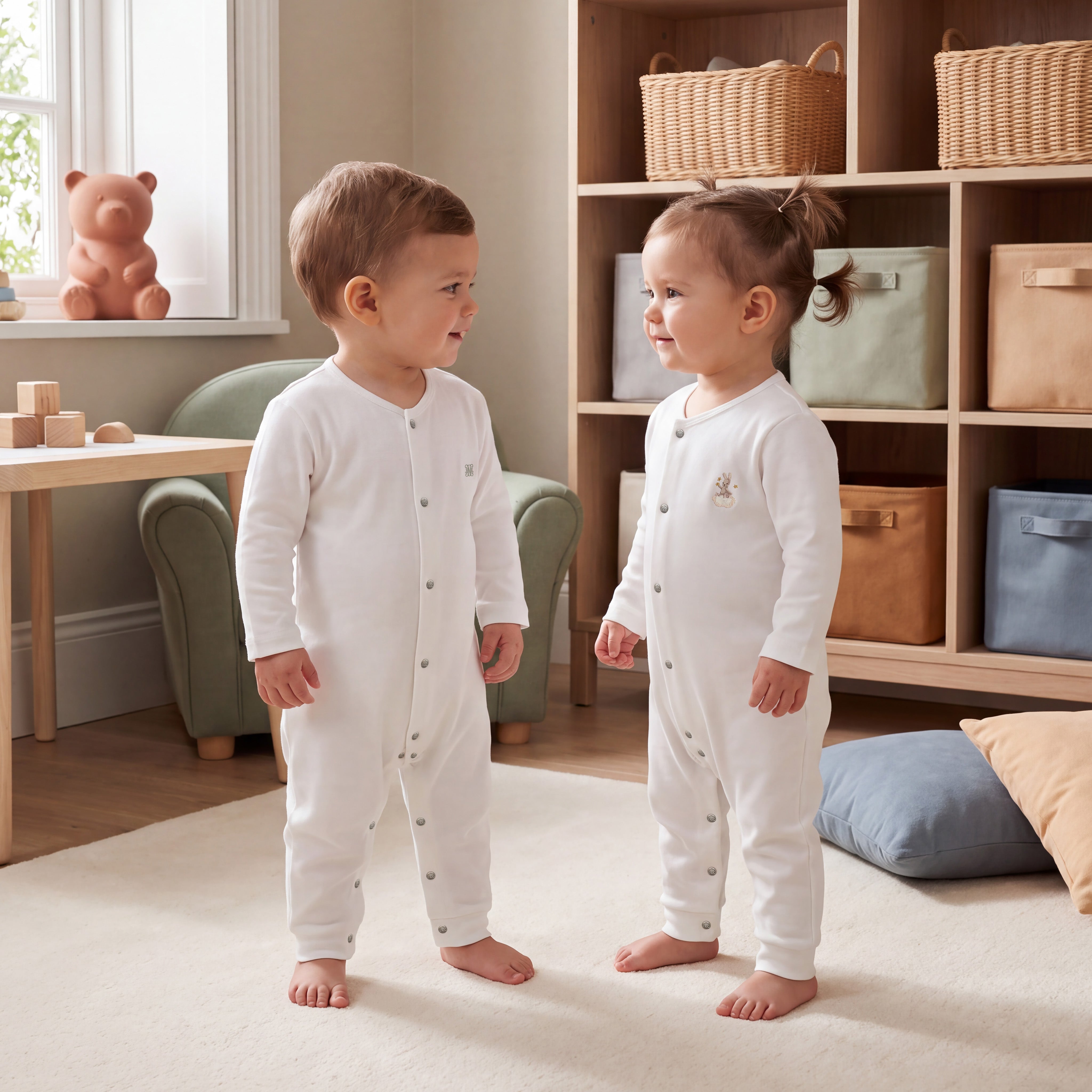 %100 Pamuk 6'lı Nakışlı Pijama Tulum Seti