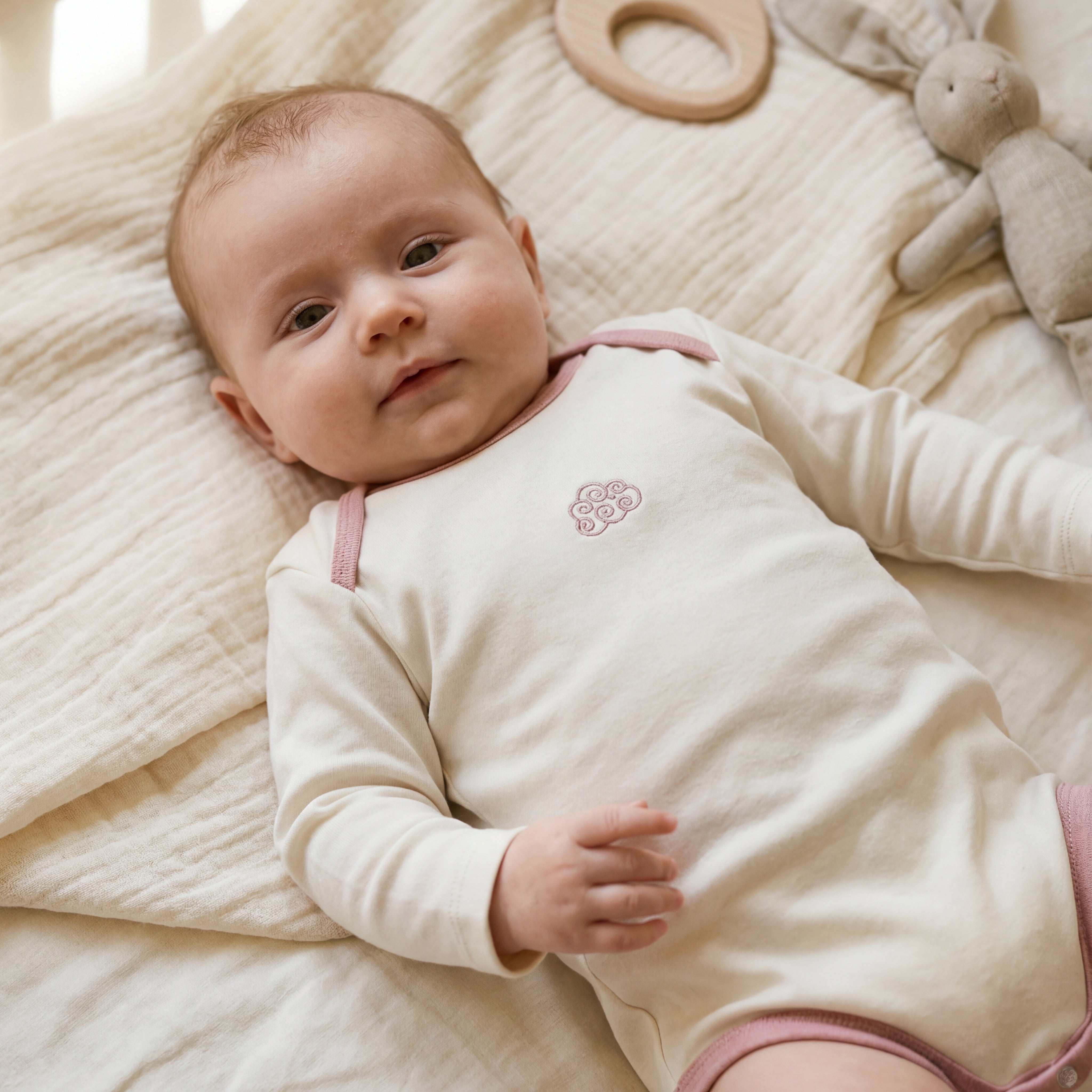 %100 Pamuk Bulut Nakışlı Body