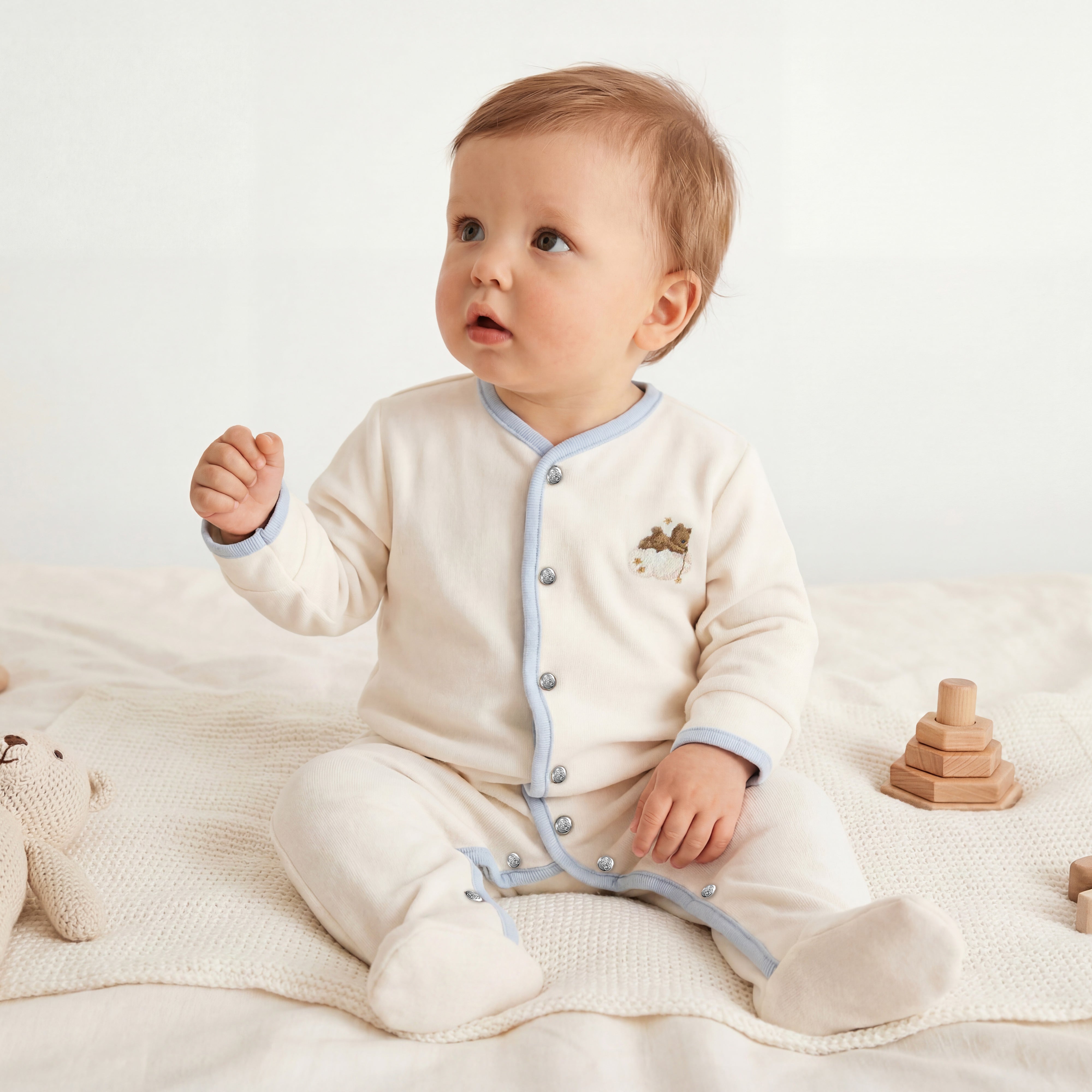 %100 Pamuk Teddy Nakışlı Tulum