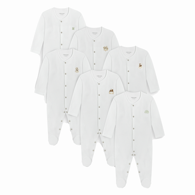 %100 Pamuk 6'lı Nakışlı Pijama Tulum Seti