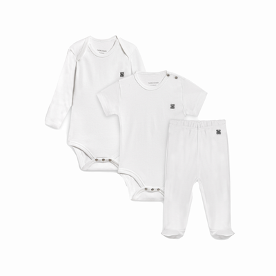 %100 Pamuk 3'lü Monogram Body & Tayt Seti