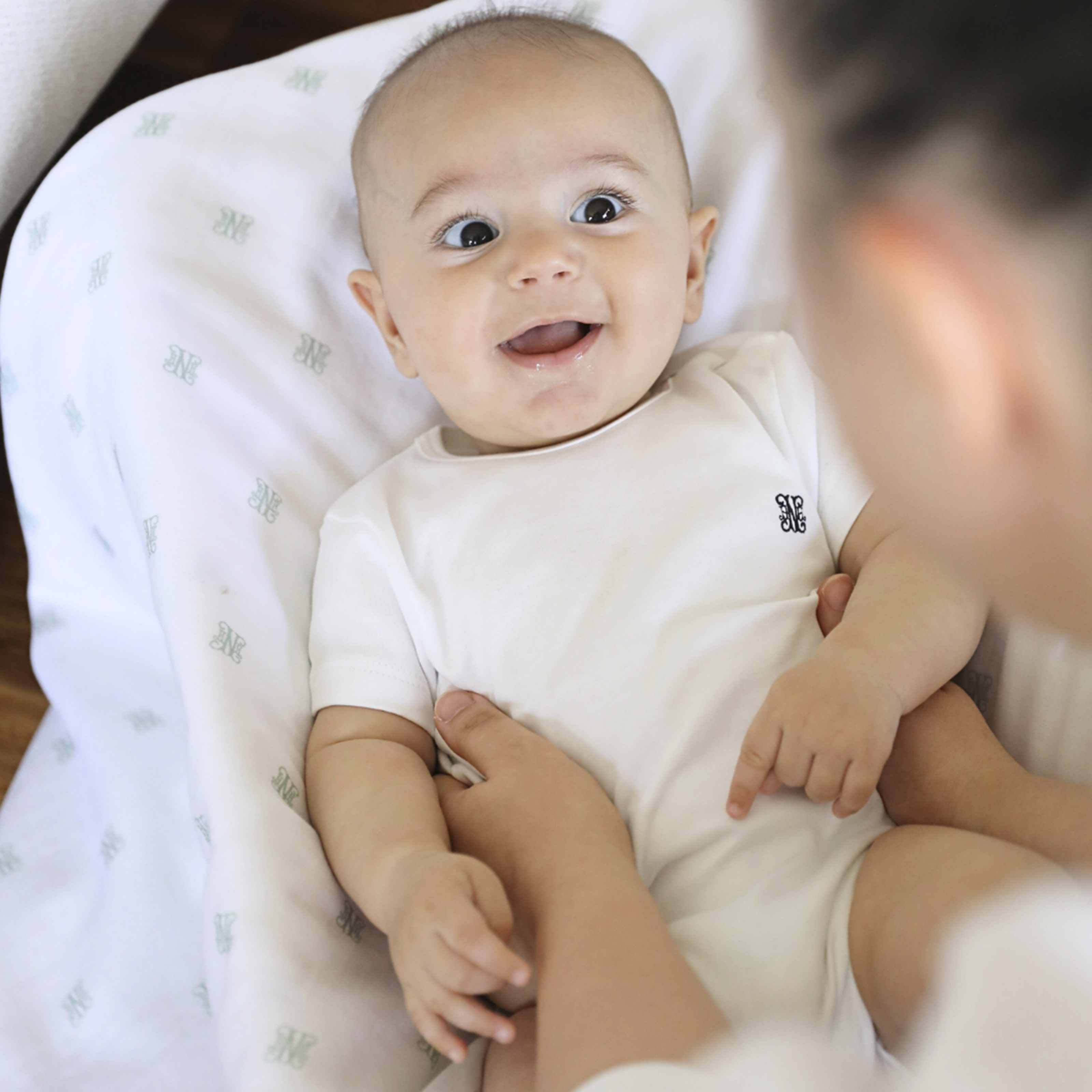 Kısa Kollu Monogram Nakışlı Body